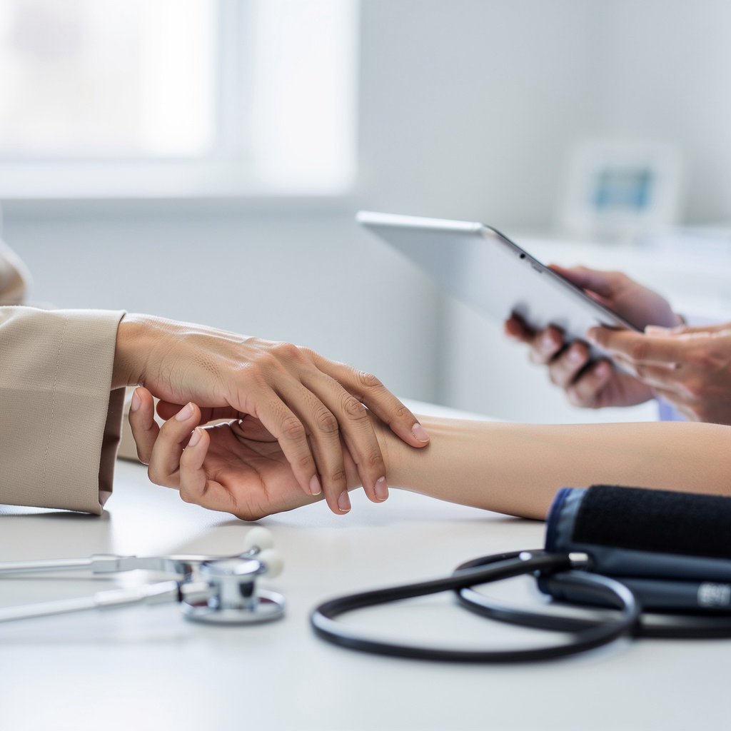 ANTHONY COUSINEAU, MD - A compassionate doctor and patient discussing healthcare in a modern Green Bay medical office